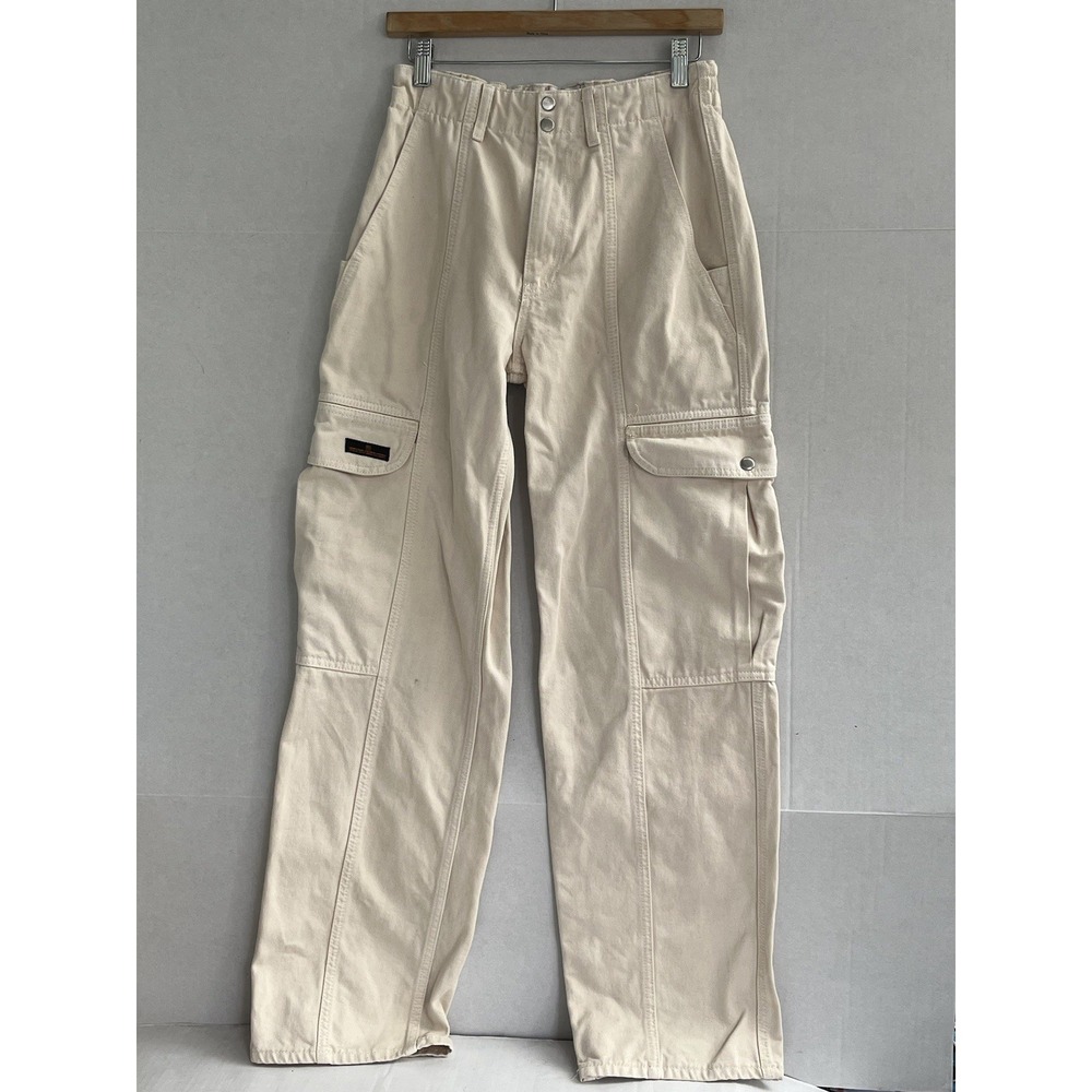 BDG Baggy Cargo Jeans Womens 25 Beige Y2K Utility Skater Preppy